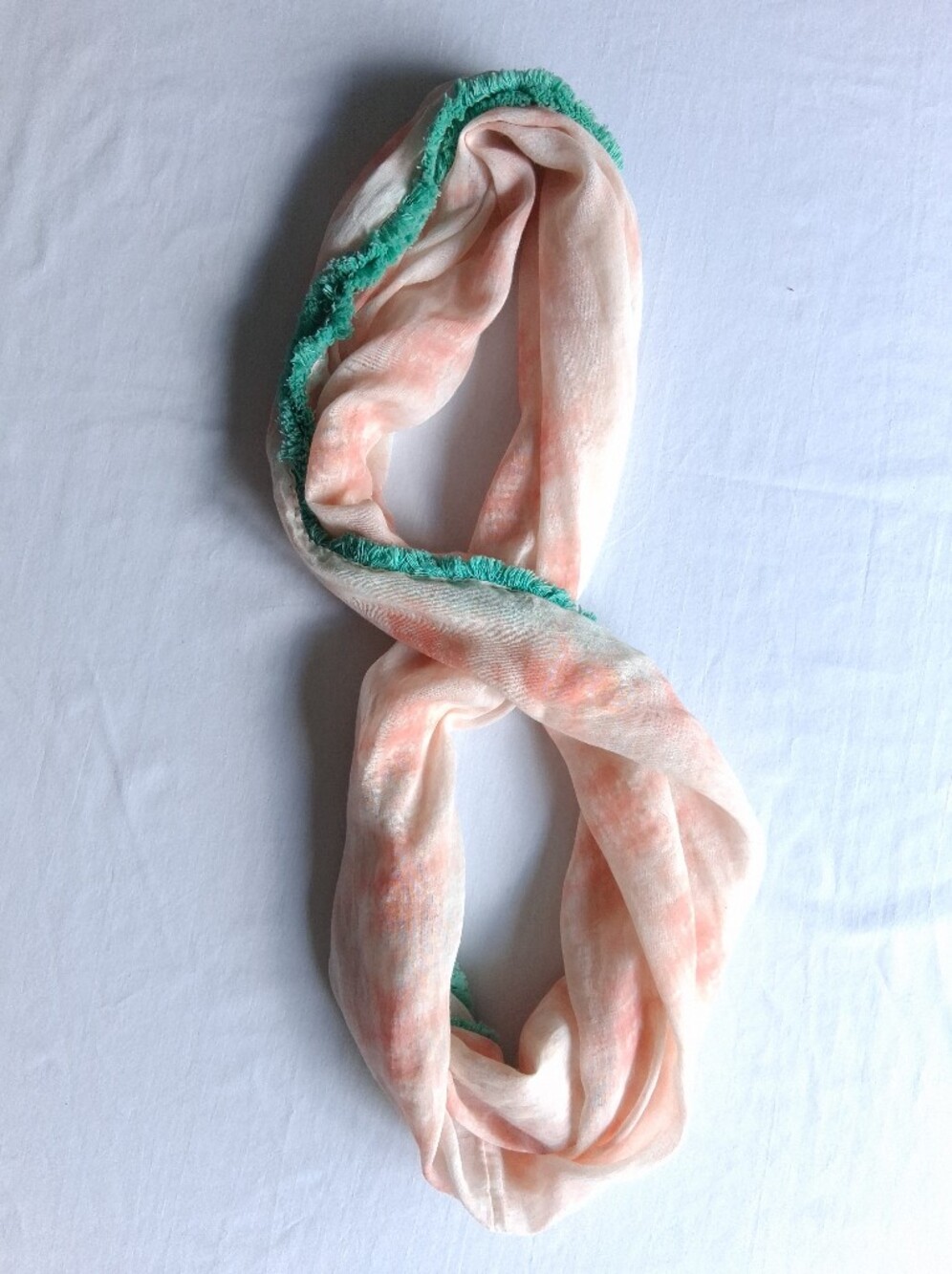 American Eagle Infinity Scarf Tie Tye With Fringe Border 100% Cotton